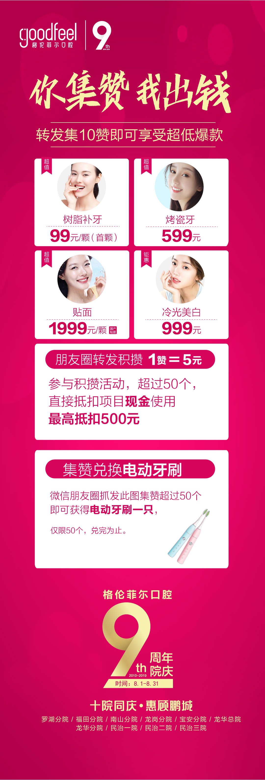 深圳格倫菲爾口腔集贊可享超低價格，樹脂補牙99元起